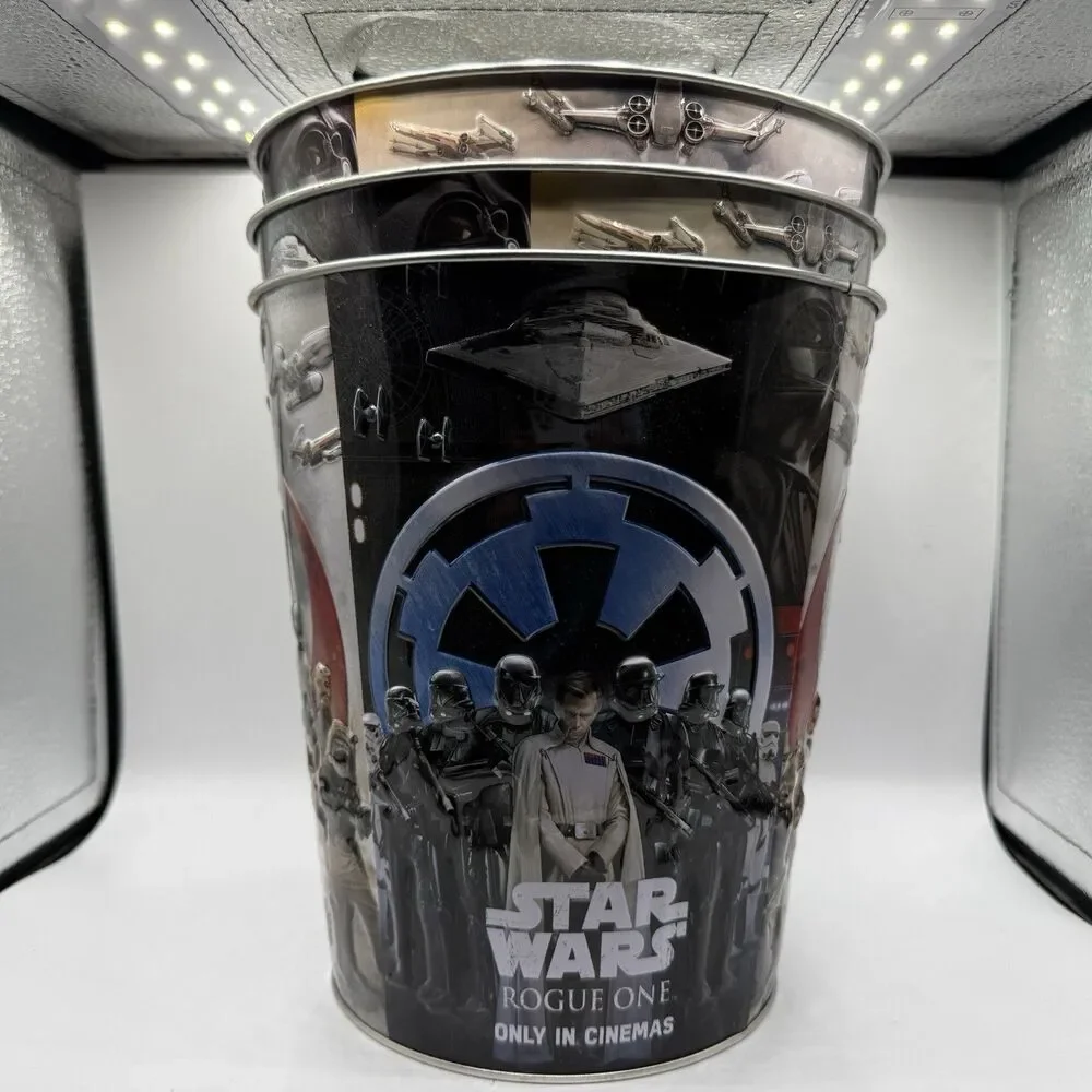 Disney Star Wars Rogue One Promotional Movie Metal Tin Popcorn Bucket Lot Of 3